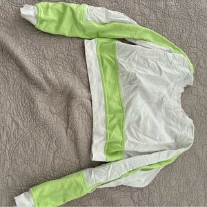 Green and White Cropped Shirt/Sweatshirt
